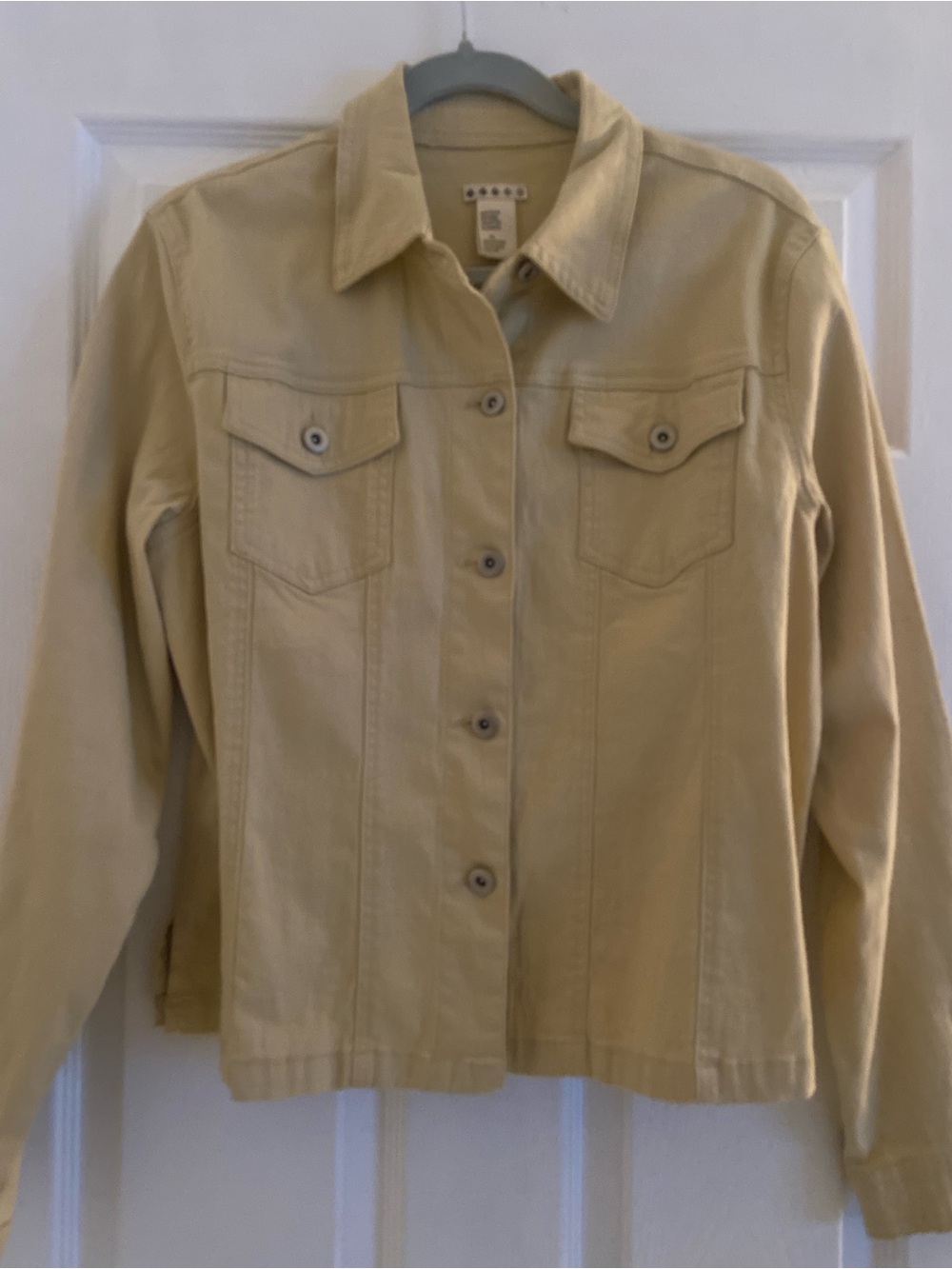 Women's Cream Denim Jacket with Button-Front
